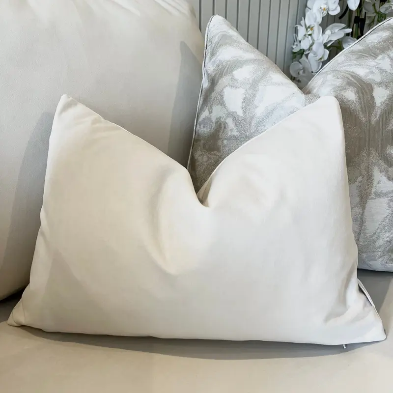 Ari Cream Velvet Bolster Cushion - 35x50cm