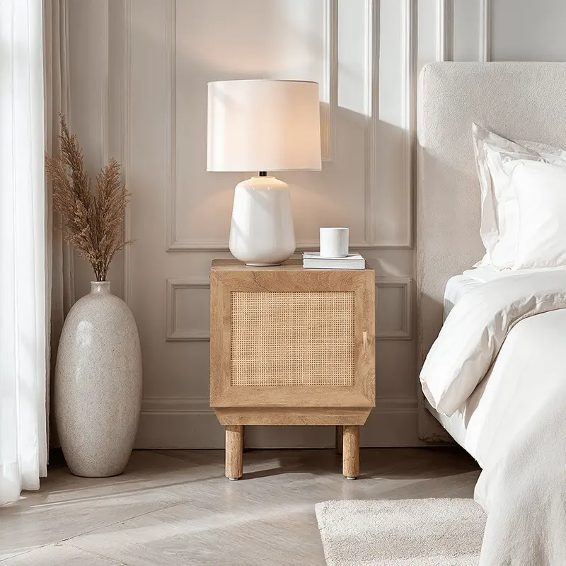 Averso Natural Rattan 1 Door Bedside Table
