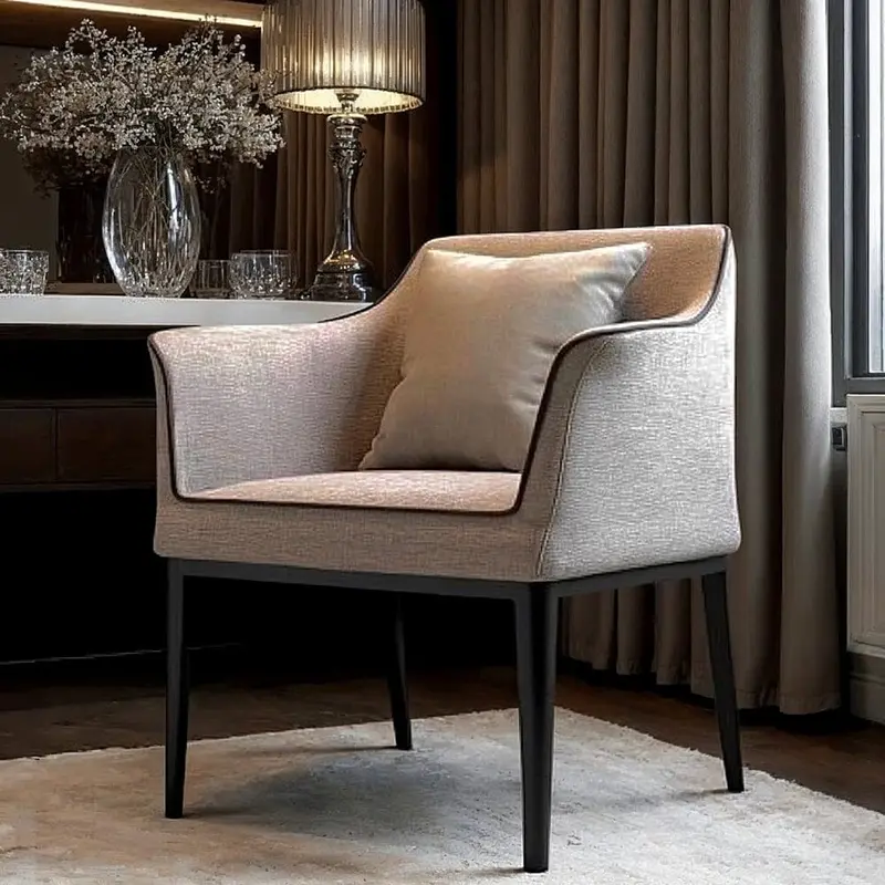 Cassop Grey Textured Armchair with Black Piping