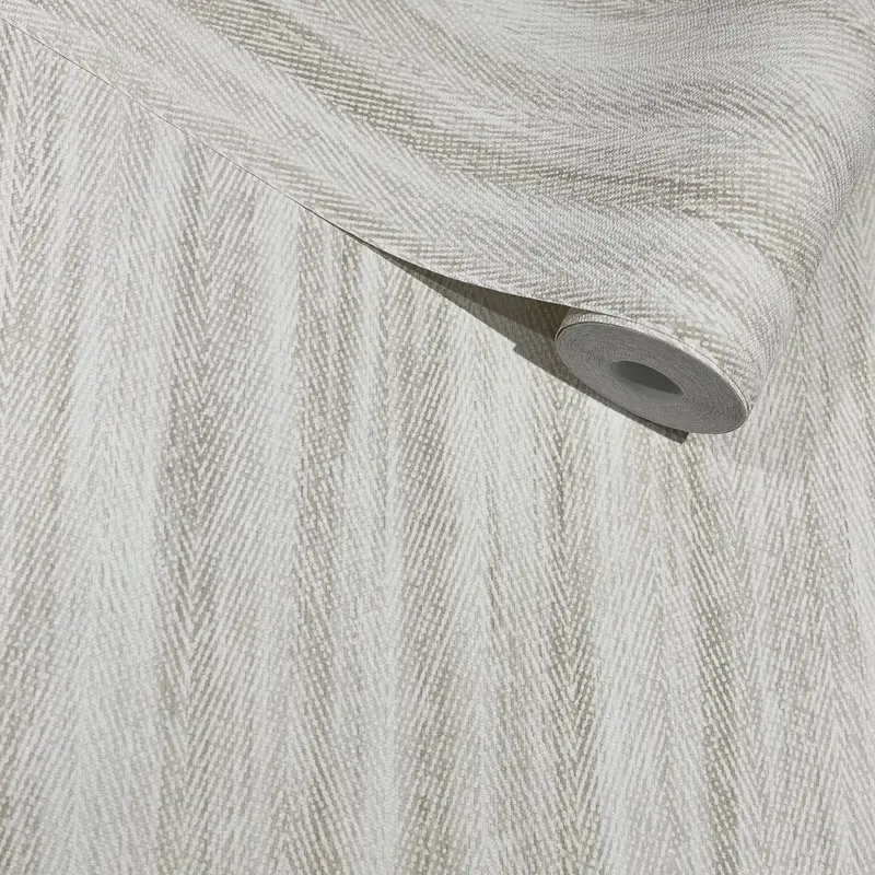 Evelyn Cream & Taupe Woven Effect Wallpaper