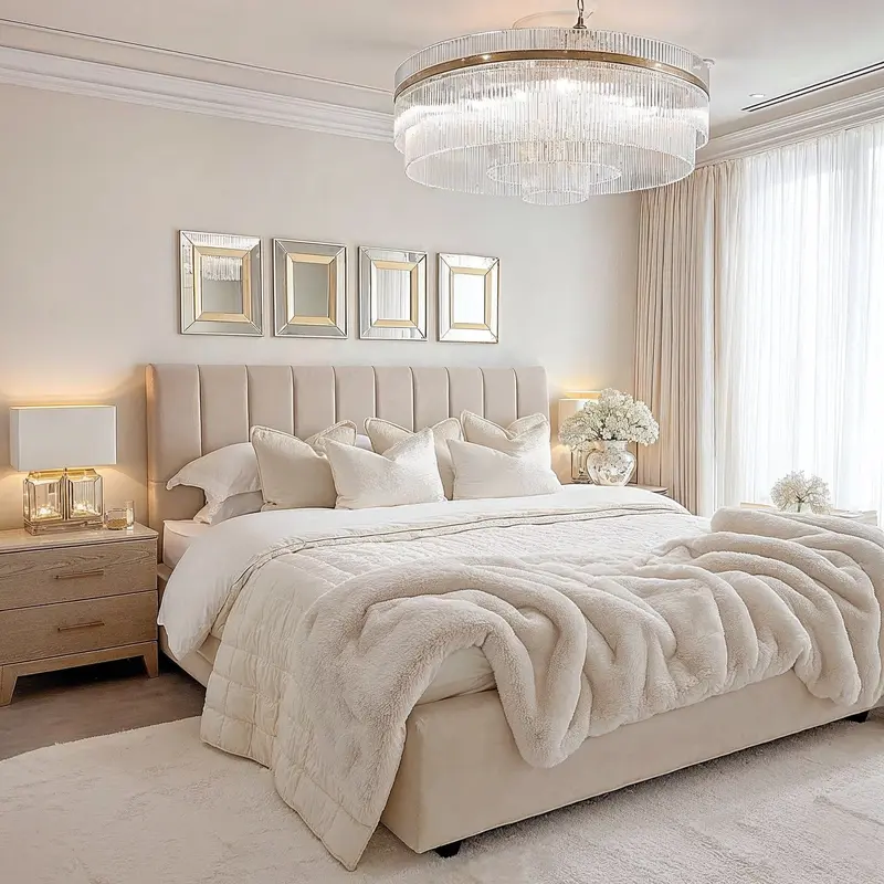 Jessabelle Luxury Vanilla Velvet Panelled Ottoman Storage Bed