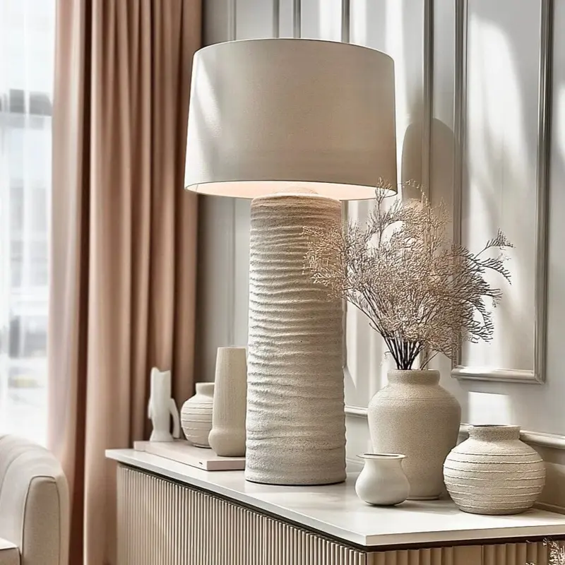 Kanoa XL Textured Ceramic Neutral Table Lamp