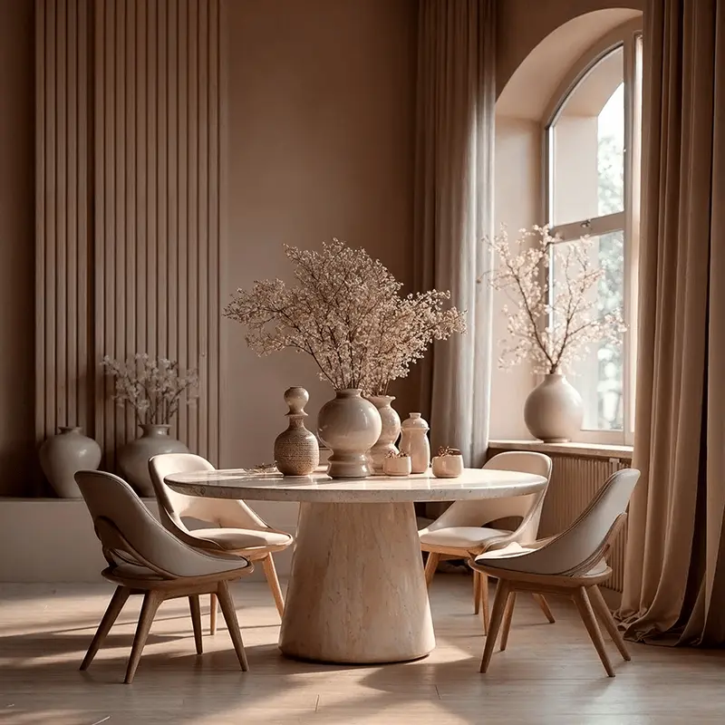 Katrina Travertine Concrete Indoor/Outdoor Round Dining Table