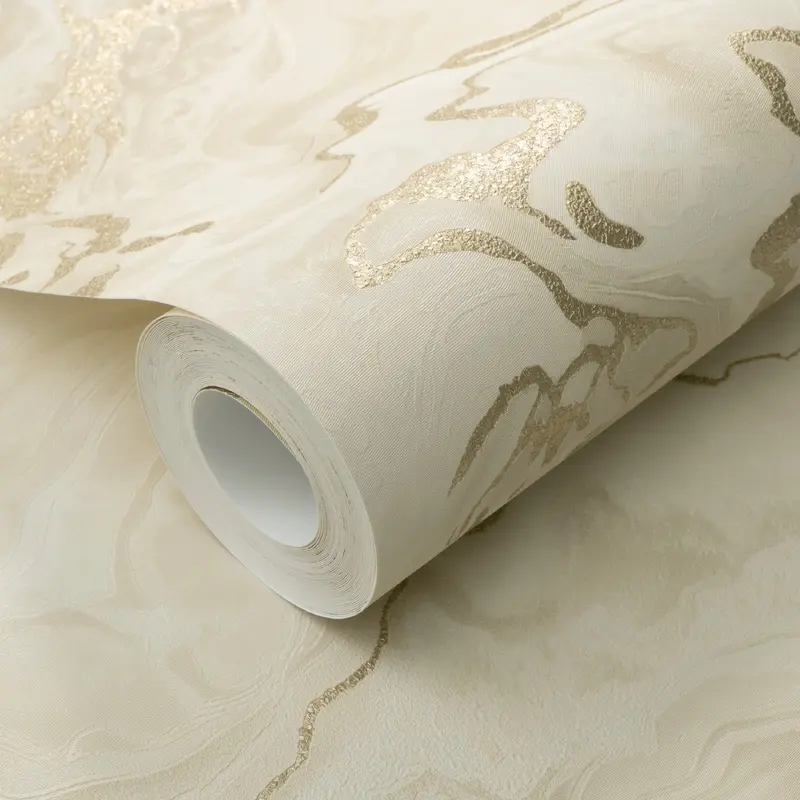 Lunella Nude & Gold Marble Effect Wallpaper