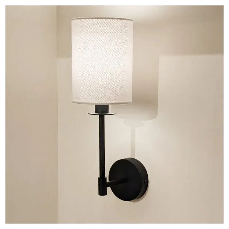 Matira Black Wall Light with White Shade