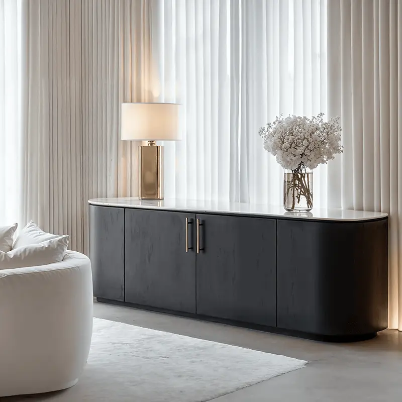 Monroe Black Sideboard with Marble Top