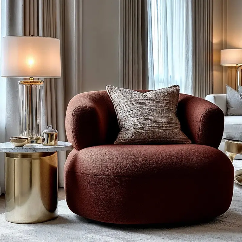 Nyra Terracotta Boucle Accent Chair