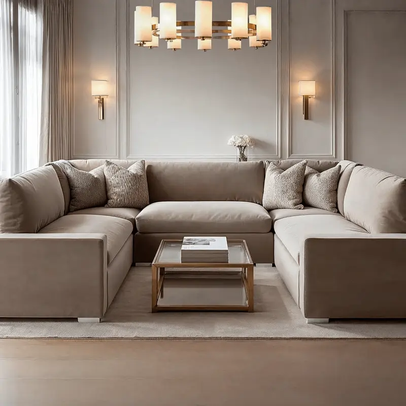 Olivia Mink Premium Large U-Shaped Sofa