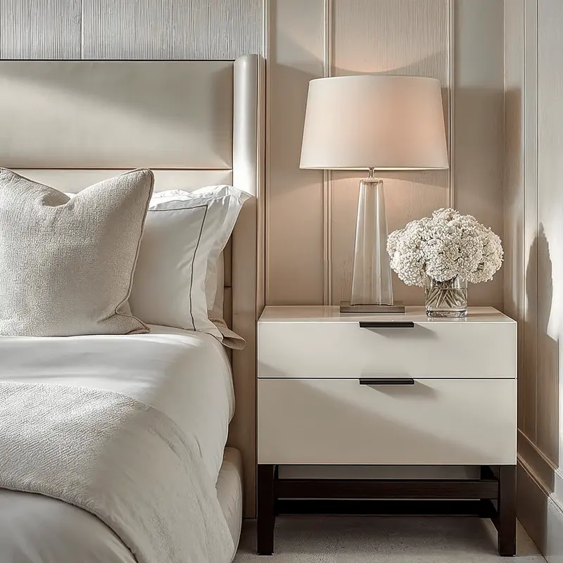 Oriana Stone & Black Luxury 2 Drawer Bedside Table