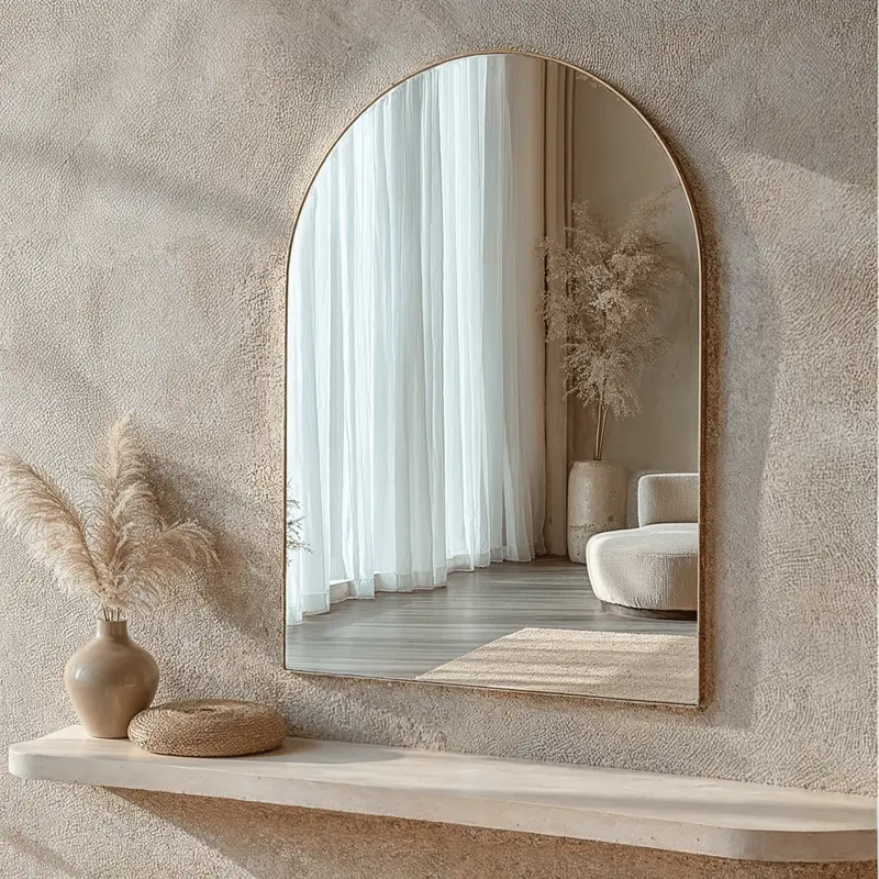 Orleans Brushed Gold Metal Arched Wall Mirror