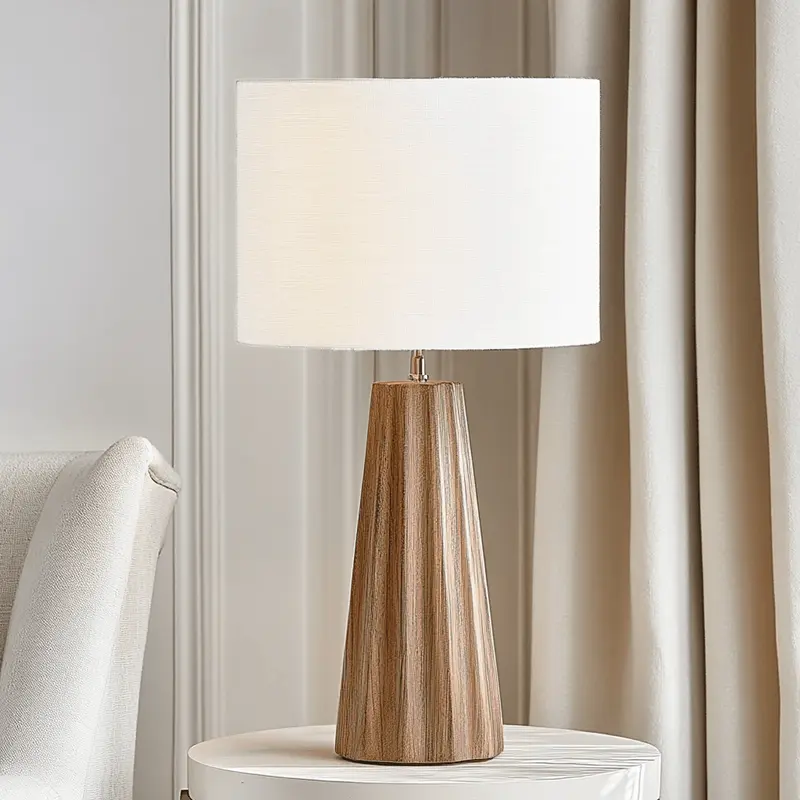 Phoebe Natural Mango Wood Table Lamp with Cream Shade