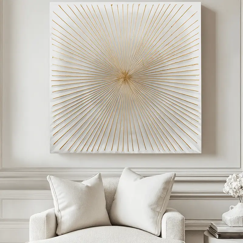 Raye White & Gold Sunburst Style Wall Art