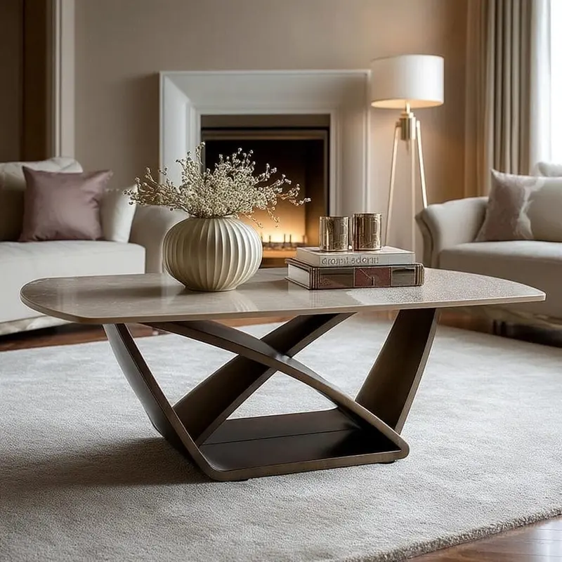 Sarzana Bronze Coffee Table with Stone Top