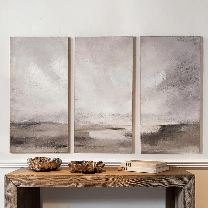 Sassari Neutral Abstract Landscape Canvases - Set of 3