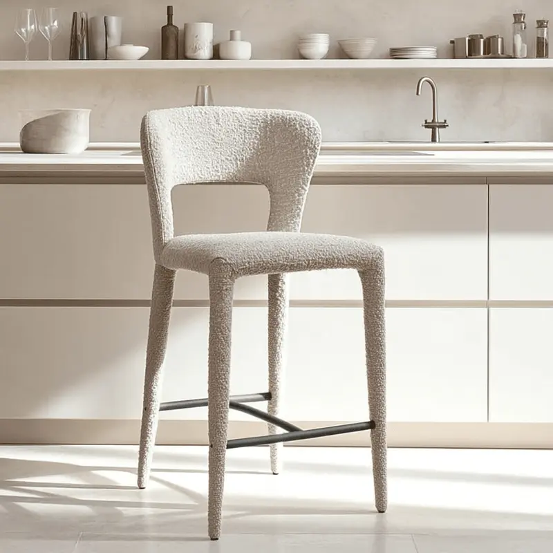 Solara Ivory Boucle Upholstered Bar Stool