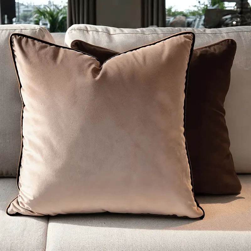 Solenne Chocolate & Taupe Reversible Cushion - 59x59cm