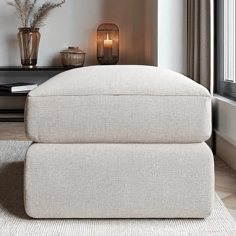 Tribeca Ash Greige Large U Shape Footstool