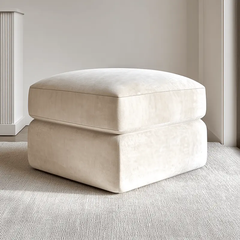 Tribeca Cream Velvet Large U Shape Footstool