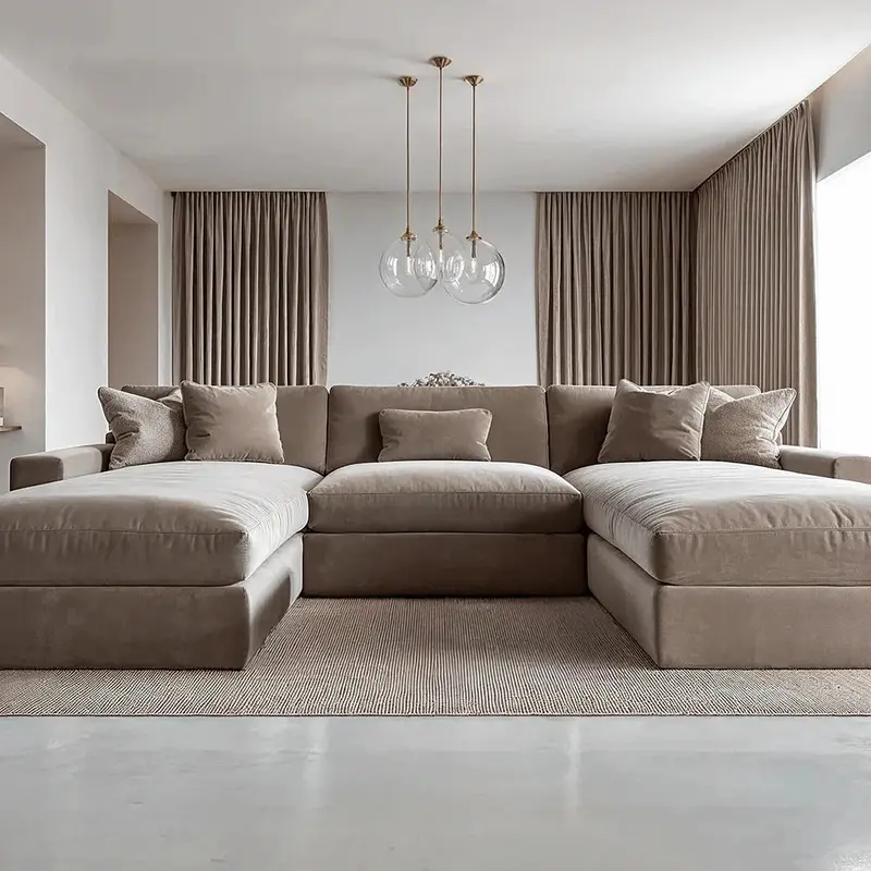 Tribeca Mink Velvet Large U Shape Sofa