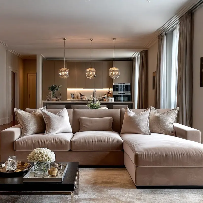 Tribeca Mink Velvet Medium Right Hand Facing Chaise End Sofa