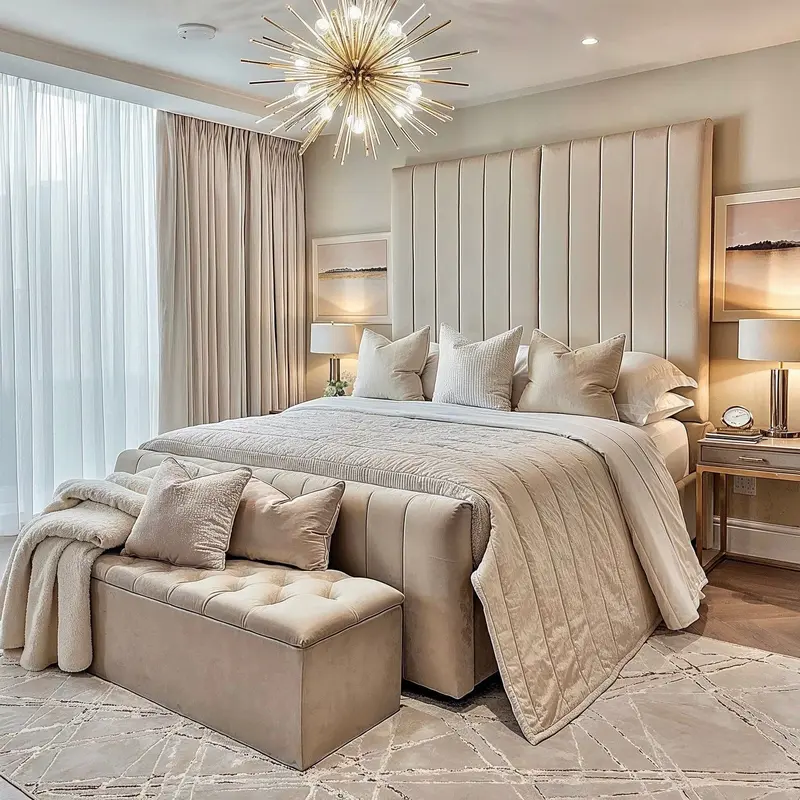 Zana Vanilla Luxury Panelled Ottoman Storage Bed