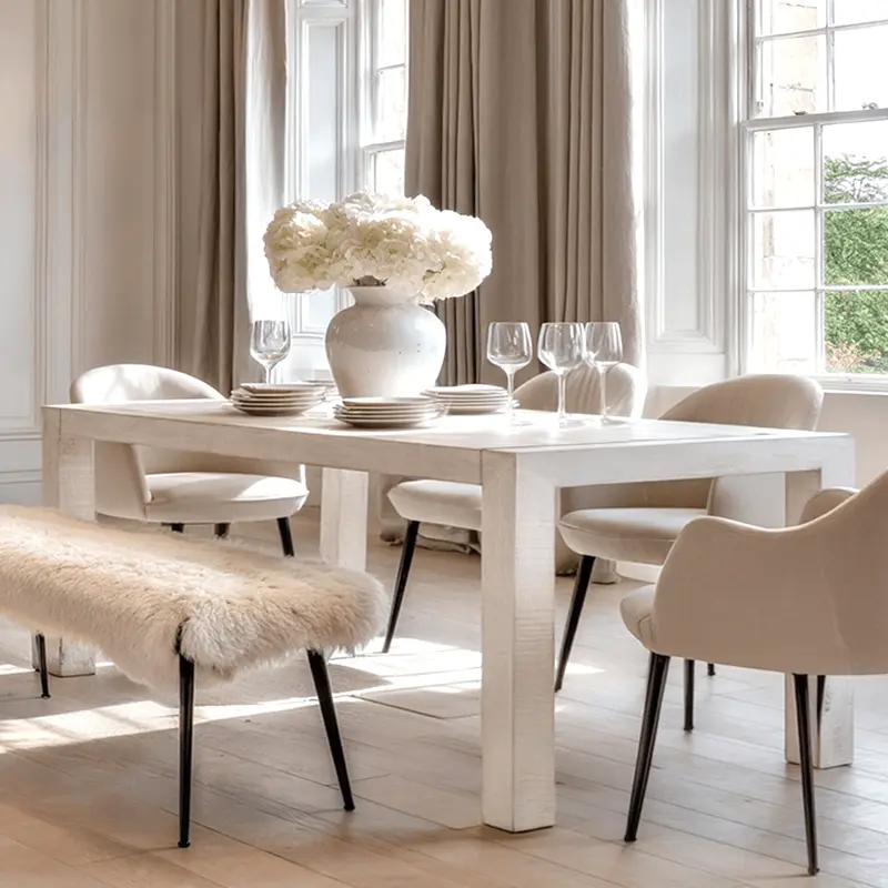 Zenica Luxury Whitewash Large Dining Table