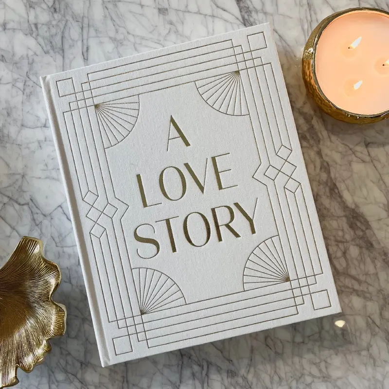 'A Love Story' Cream & Gold Luxury Wedding Photo Album