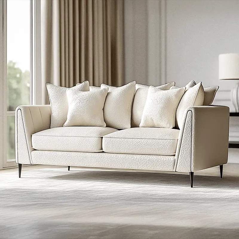 Alaina Cloud Boucl Scatter Back 3 Seater Sofa with Black Legs