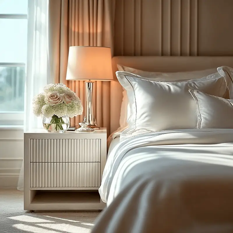 Alviana White Ribbed Bedside Table