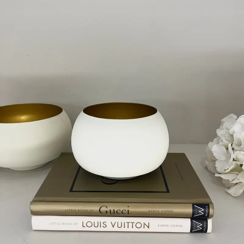 Annalise Cream & Gold Petite Tealight Holder