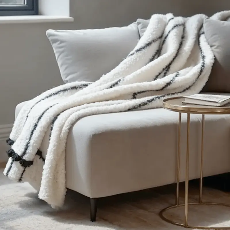 Appoline Soft Textured Monochrome Throw with Scalloped Edge Detailing