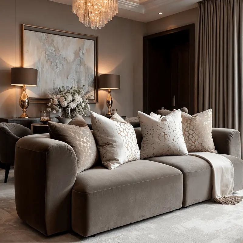 Bellina Brown Velvet Luxury 4 Seater Sofa