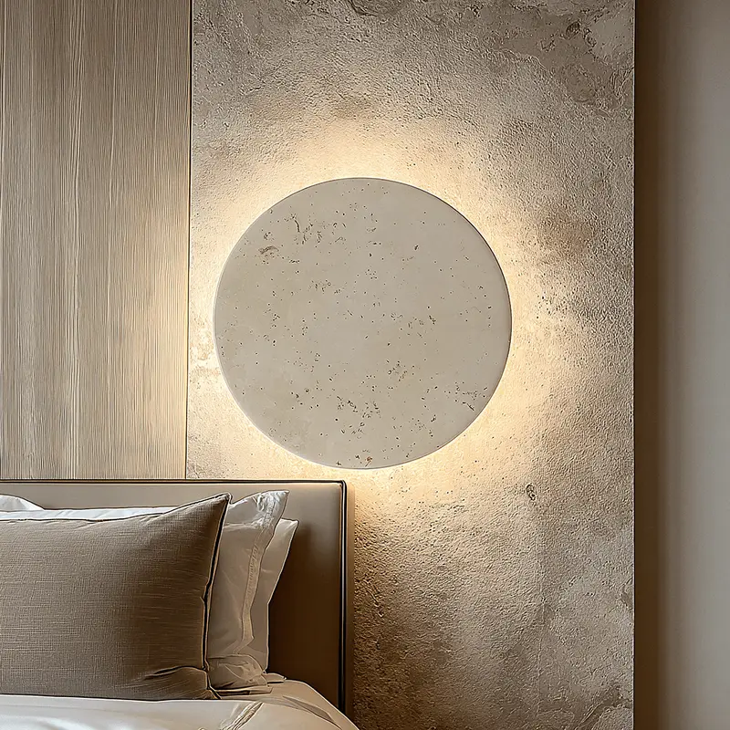 Blanco Large Round Marble Backlit Wall Light
