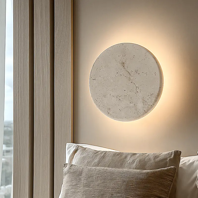 Blanco Medium Round Marble Backlit Wall Light
