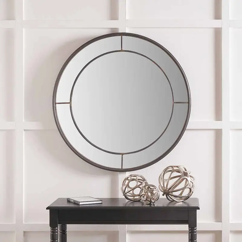 Bronx Antique Bronze Round Wall Mirror