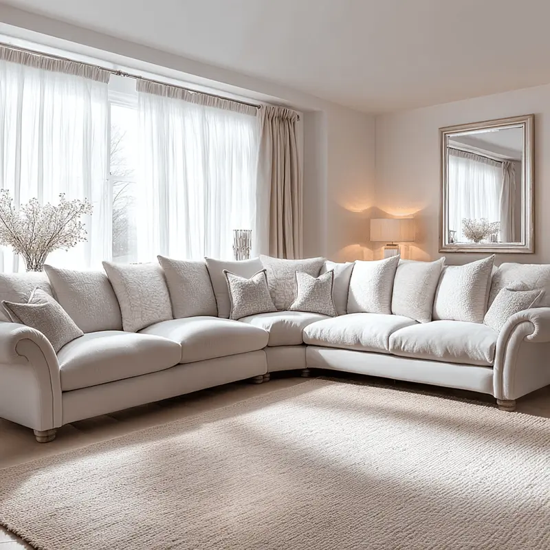 Coralyn Greige Textured Linen Pillow Back Sofa Range