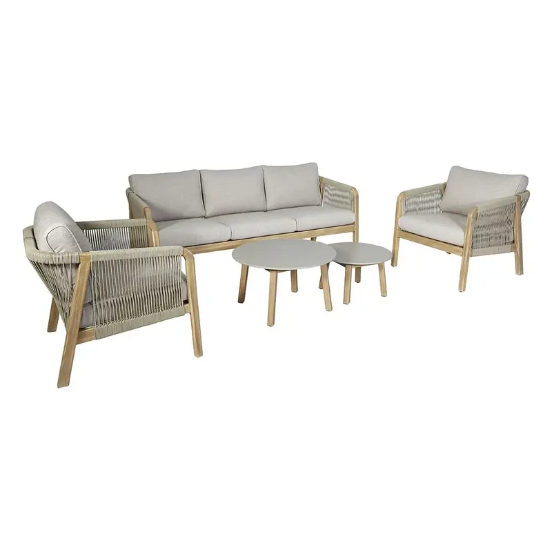 Fiji Taupe Rope Weave Outdoor 3 Seater Lounge Set