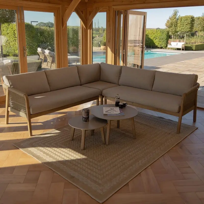 Fiji Taupe Rope Weave Outdoor Corner Sofa Set
