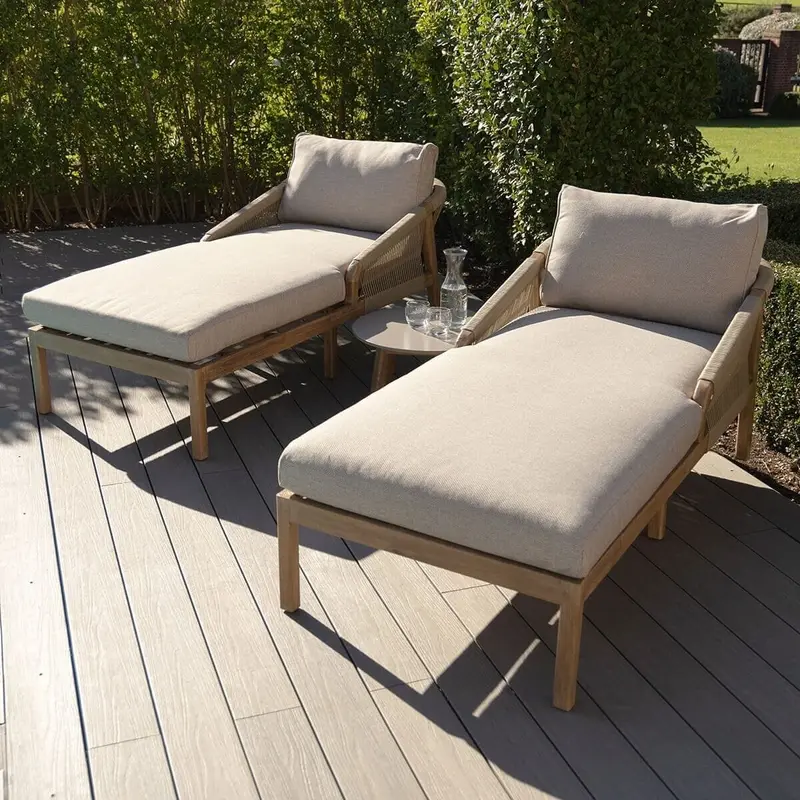Fiji Taupe Rope Weave Outdoor Sunlounger Set
