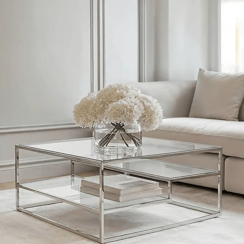 Francesca Silver & Glass Tiered Coffee Table