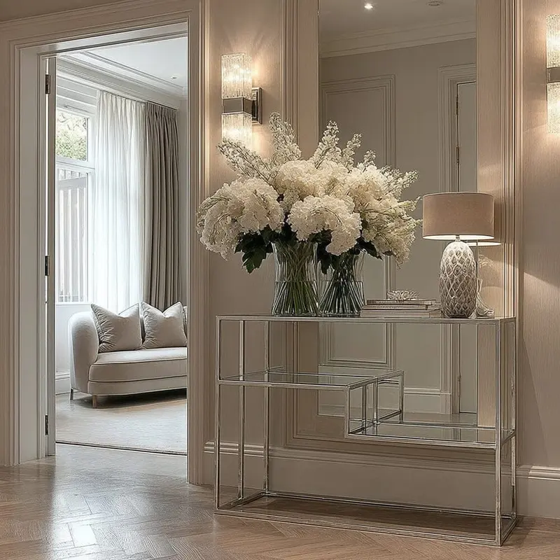 Francesca Silver & Glass Tiered Console Table