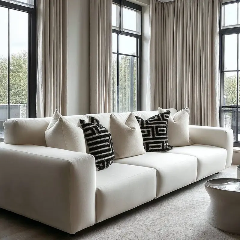 Freja Off White Textured 4 Seater Sofa