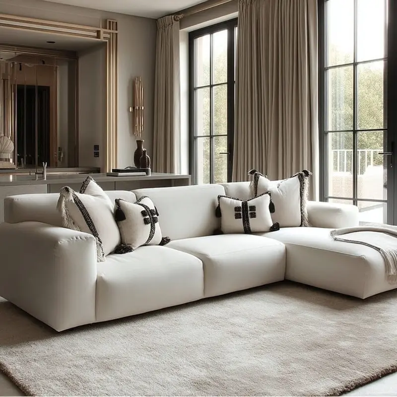 Freja Off White Textured Right Hand Facing Chaise End Sofa