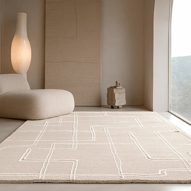 Geneva Sand Wool Linear Patterned Rug