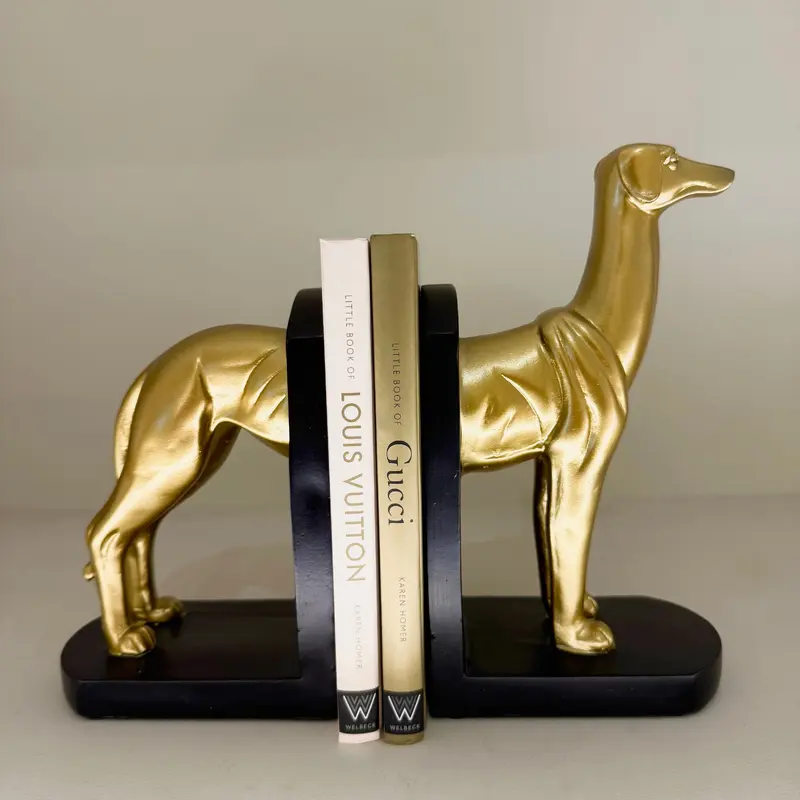Gold & Black Greyhound Decorative Bookends