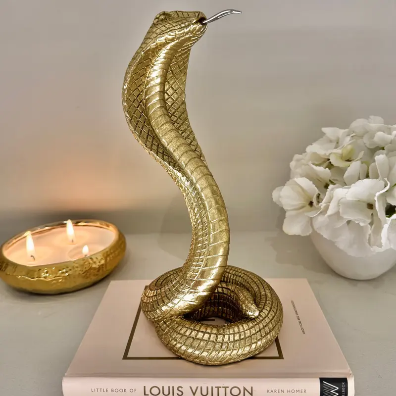 Gold Decorative Standing Snake Ornament