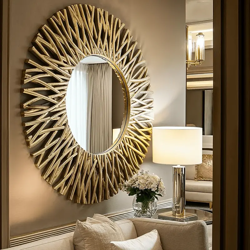 Graziana Gold Statement Round Mirror