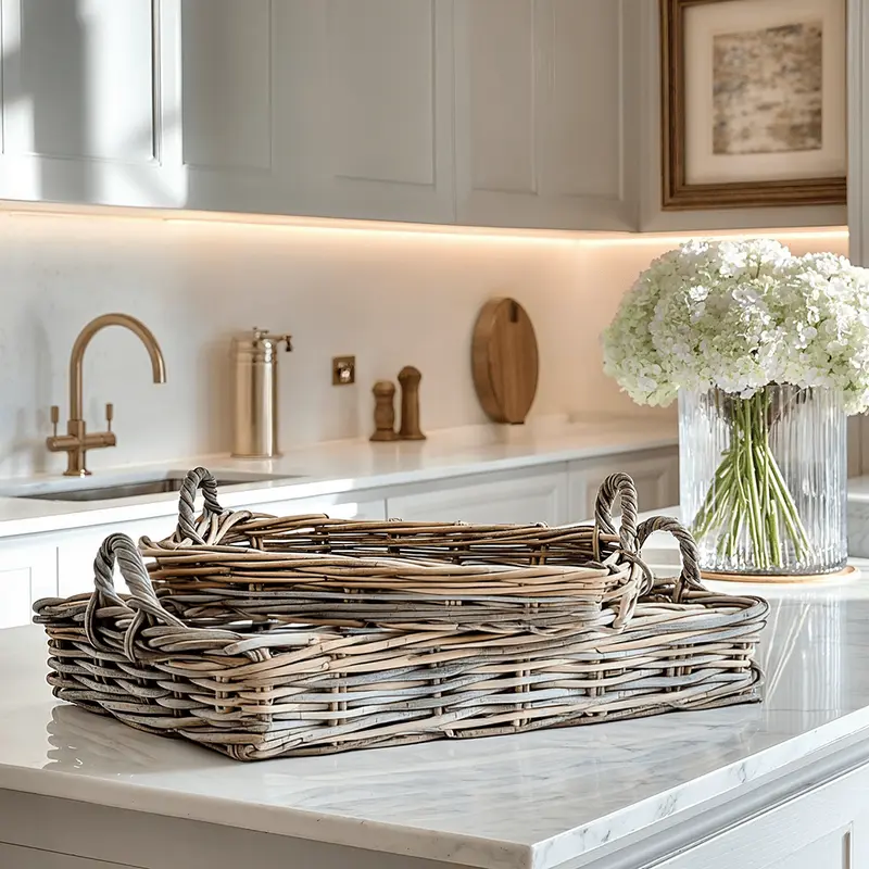 Hagu Natural Wicker Trays - Set of 2