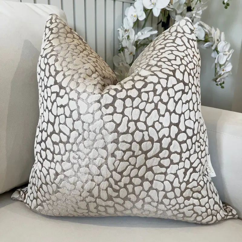 Ivy Mink & Cream Leopard Print Textured Cushion - 50x50cm