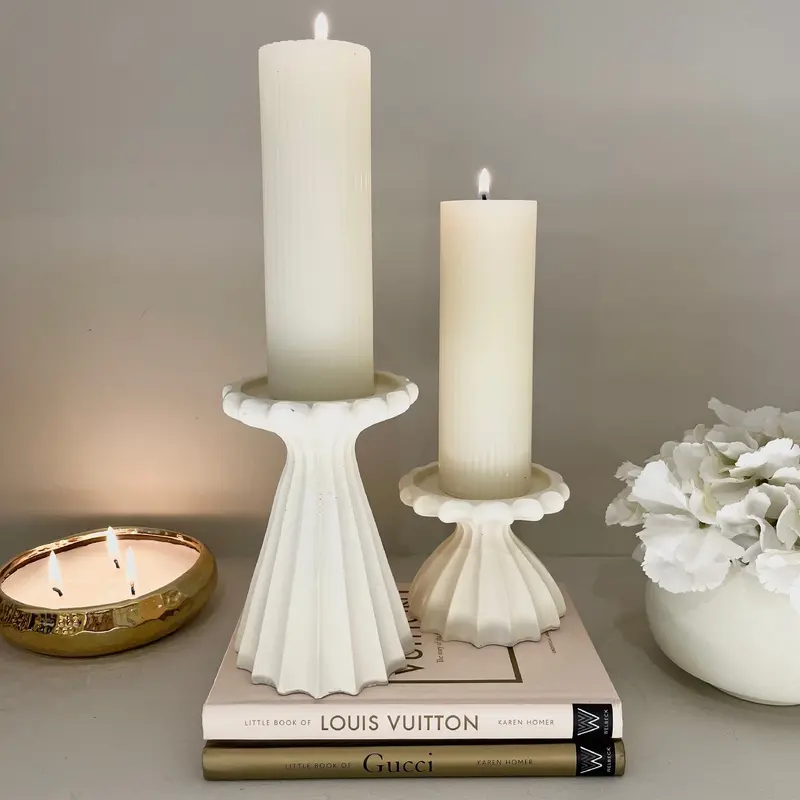 Jozette White Decorative Candle Holder